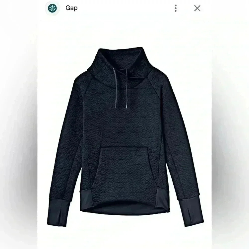 Athleta Jacquard Elevation Sweatshirt Pullover Black Funnel Neck Women XS